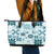 Vintage Hawaii Leather Tote Bag Hawaiian Quilt Kapa Mismatch Teal - Wonder Print Shop