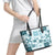 Vintage Hawaii Leather Tote Bag Hawaiian Quilt Kapa Mismatch Teal - Wonder Print Shop