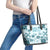 Vintage Hawaii Leather Tote Bag Hawaiian Quilt Kapa Mismatch Teal - Wonder Print Shop