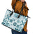 Vintage Hawaii Leather Tote Bag Hawaiian Quilt Kapa Mismatch Teal - Wonder Print Shop