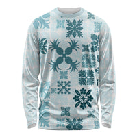 Vintage Hawaii Long Sleeve Shirt Hawaiian Quilt Kapa Mismatch Teal - Wonder Print Shop