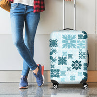 Vintage Hawaii Luggage Cover Hawaiian Quilt Kapa Mismatch Teal - Wonder Print Shop