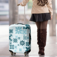 Vintage Hawaii Luggage Cover Hawaiian Quilt Kapa Mismatch Teal - Wonder Print Shop