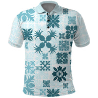Vintage Hawaii Polo Shirt Hawaiian Quilt Kapa Mismatch Teal - Wonder Print Shop
