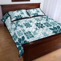 Vintage Hawaii Quilt Bed Set Hawaiian Quilt Kapa Mismatch Teal - Wonder Print Shop
