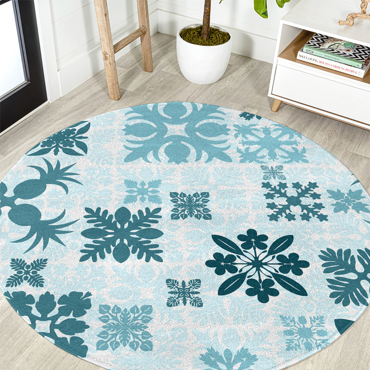 vintage-hawaii-round-carpet-hawaiian-quilt-kapa-mismatch-teal