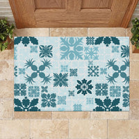 Vintage Hawaii Rubber Doormat Hawaiian Quilt Kapa Mismatch Teal - Wonder Print Shop