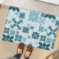 Vintage Hawaii Rubber Doormat Hawaiian Quilt Kapa Mismatch Teal - Wonder Print Shop