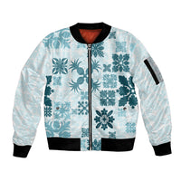 Vintage Hawaii Sleeve Zip Bomber Jacket Hawaiian Quilt Kapa Mismatch Teal - Wonder Print Shop