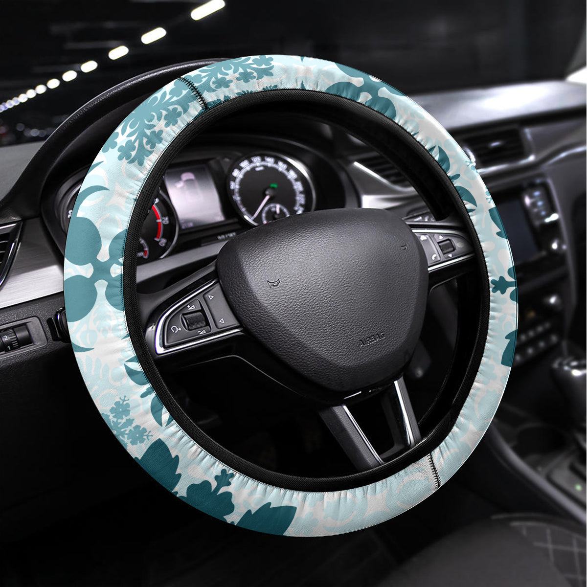 Vintage Hawaii Steering Wheel Cover Hawaiian Quilt Kapa Mismatch Teal - Wonder Print Shop