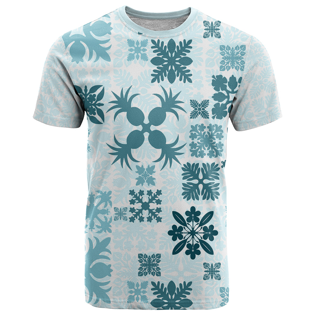 Vintage Hawaii T Shirt Hawaiian Quilt Kapa Mismatch Teal - Wonder Print Shop
