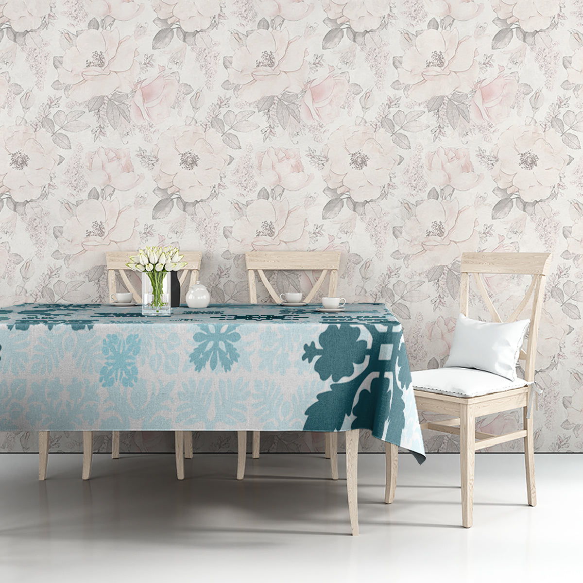 Vintage Hawaii Tablecloth Hawaiian Quilt Kapa Mismatch Teal - Wonder Print Shop