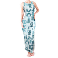 Vintage Hawaii Tank Maxi Dress Hawaiian Quilt Kapa Mismatch Teal - Wonder Print Shop