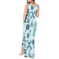 Vintage Hawaii Tank Maxi Dress Hawaiian Quilt Kapa Mismatch Teal - Wonder Print Shop