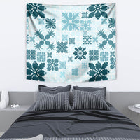 Vintage Hawaii Tapestry Hawaiian Quilt Kapa Mismatch Teal - Wonder Print Shop