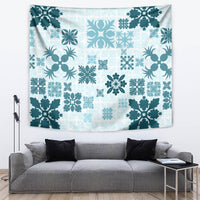 Vintage Hawaii Tapestry Hawaiian Quilt Kapa Mismatch Teal - Wonder Print Shop