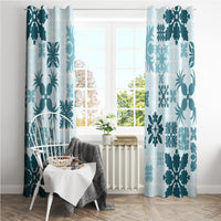 Vintage Hawaii Window Curtain Hawaiian Quilt Kapa Mismatch Teal - Wonder Print Shop