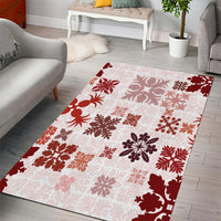 Vintage Hawaii Area Rug Hawaiian Quilt Kapa Mismatch Red LT7 - Wonder Print Shop