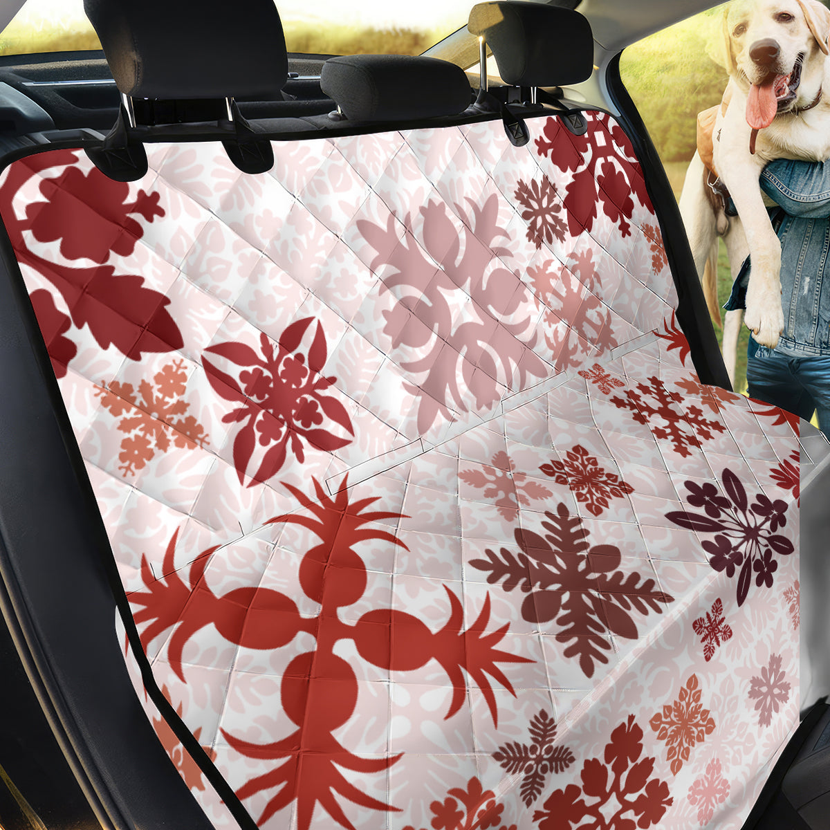 Vintage Hawaii Back Car Seat Cover Hawaiian Quilt Kapa Mismatch Red LT7 - Wonder Print Shop