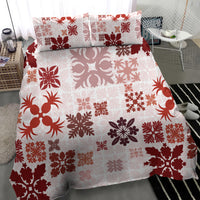 Vintage Hawaii Bedding Set Hawaiian Quilt Kapa Mismatch Red LT7 - Wonder Print Shop