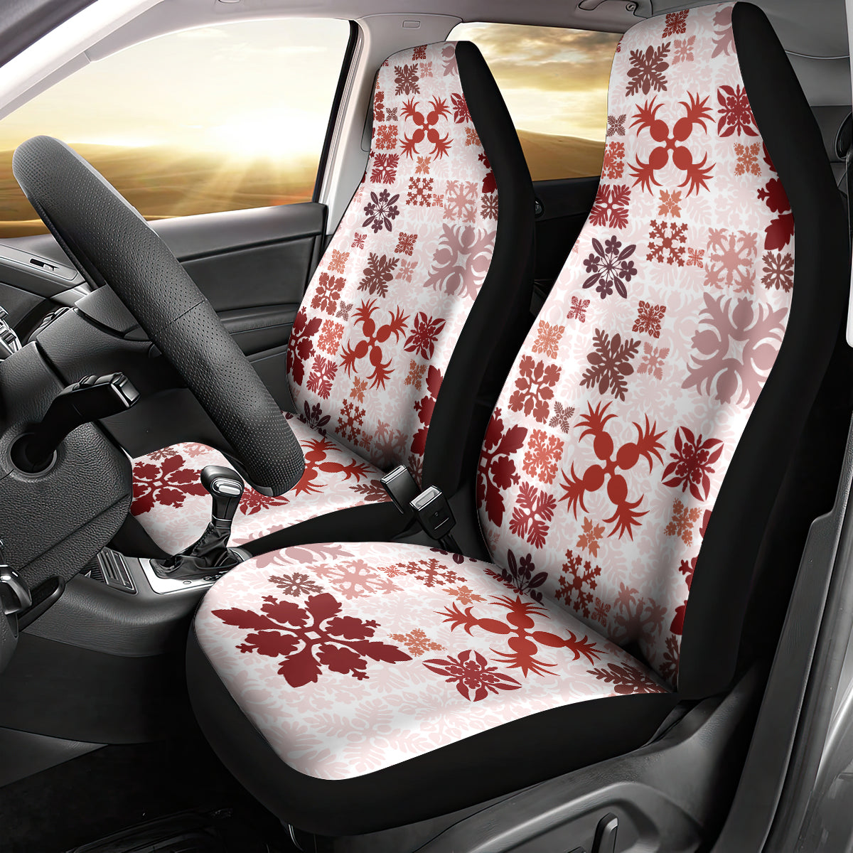 Vintage Hawaii Car Seat Cover Hawaiian Quilt Kapa Mismatch Red LT7 - Wonder Print Shop