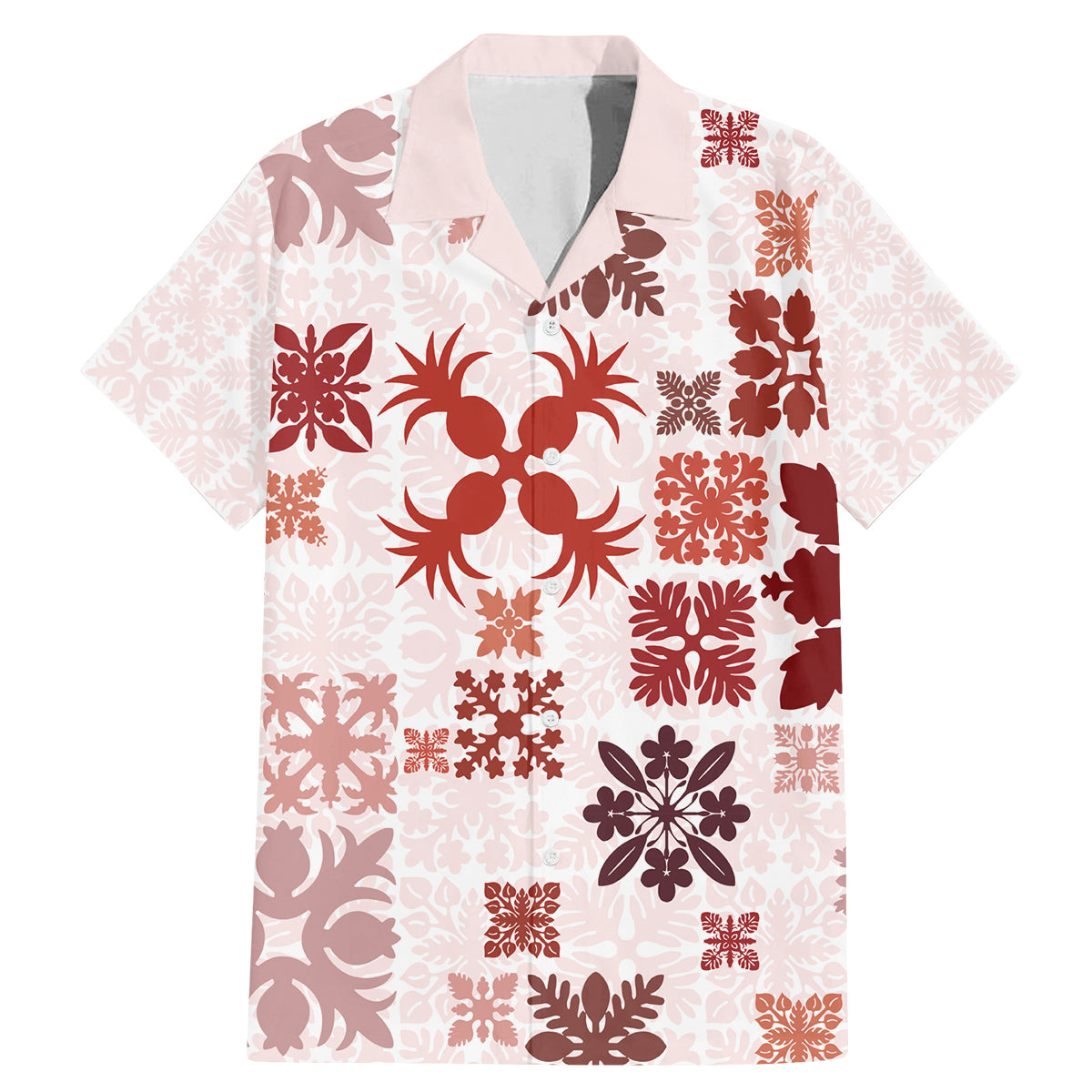 Vintage Hawaii Family Matching Mermaid Dress and Hawaiian Shirt Hawaiian Quilt Kapa Mismatch Red LT7 - Wonder Print Shop