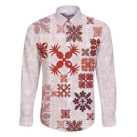 Vintage Hawaii Family Matching Puletasi Dress and Hawaiian Shirt Hawaiian Quilt Kapa Mismatch Red - Wonder Print Shop