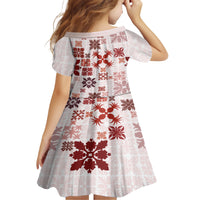 Vintage Hawaii Family Matching Short Sleeve Bodycon Dress and Hawaiian Shirt Hawaiian Quilt Kapa Mismatch Red - Wonder Print Shop