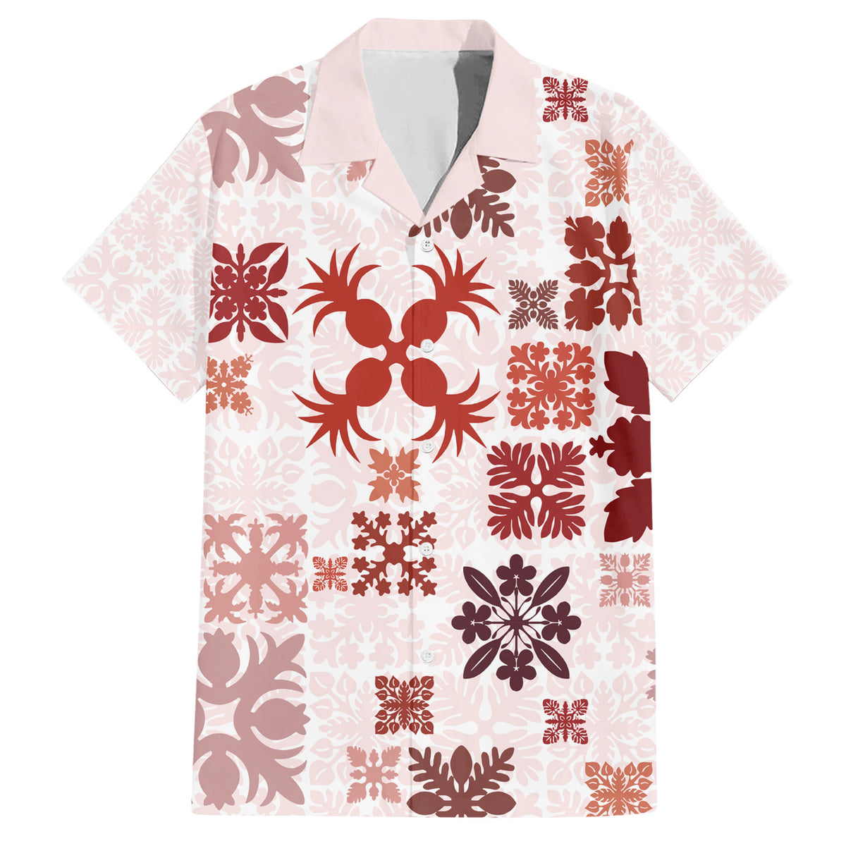 Vintage Hawaii Family Matching Short Sleeve Bodycon Dress and Hawaiian Shirt Hawaiian Quilt Kapa Mismatch Red - Wonder Print Shop