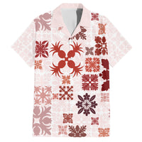 Vintage Hawaii Family Matching Short Sleeve Bodycon Dress and Hawaiian Shirt Hawaiian Quilt Kapa Mismatch Red - Wonder Print Shop