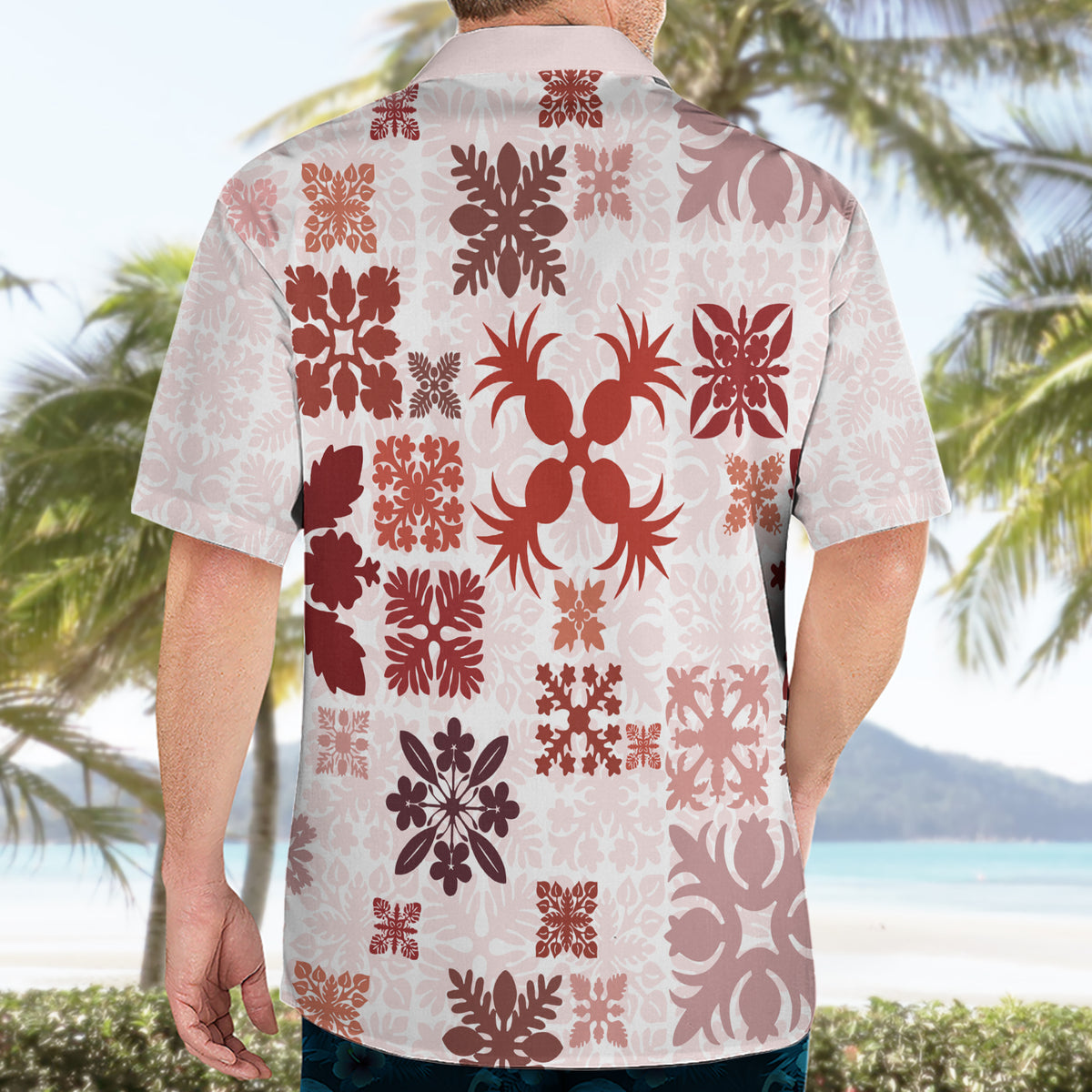 Vintage Hawaii Hawaiian Shirt Hawaiian Quilt Kapa Mismatch Red - Wonder Print Shop