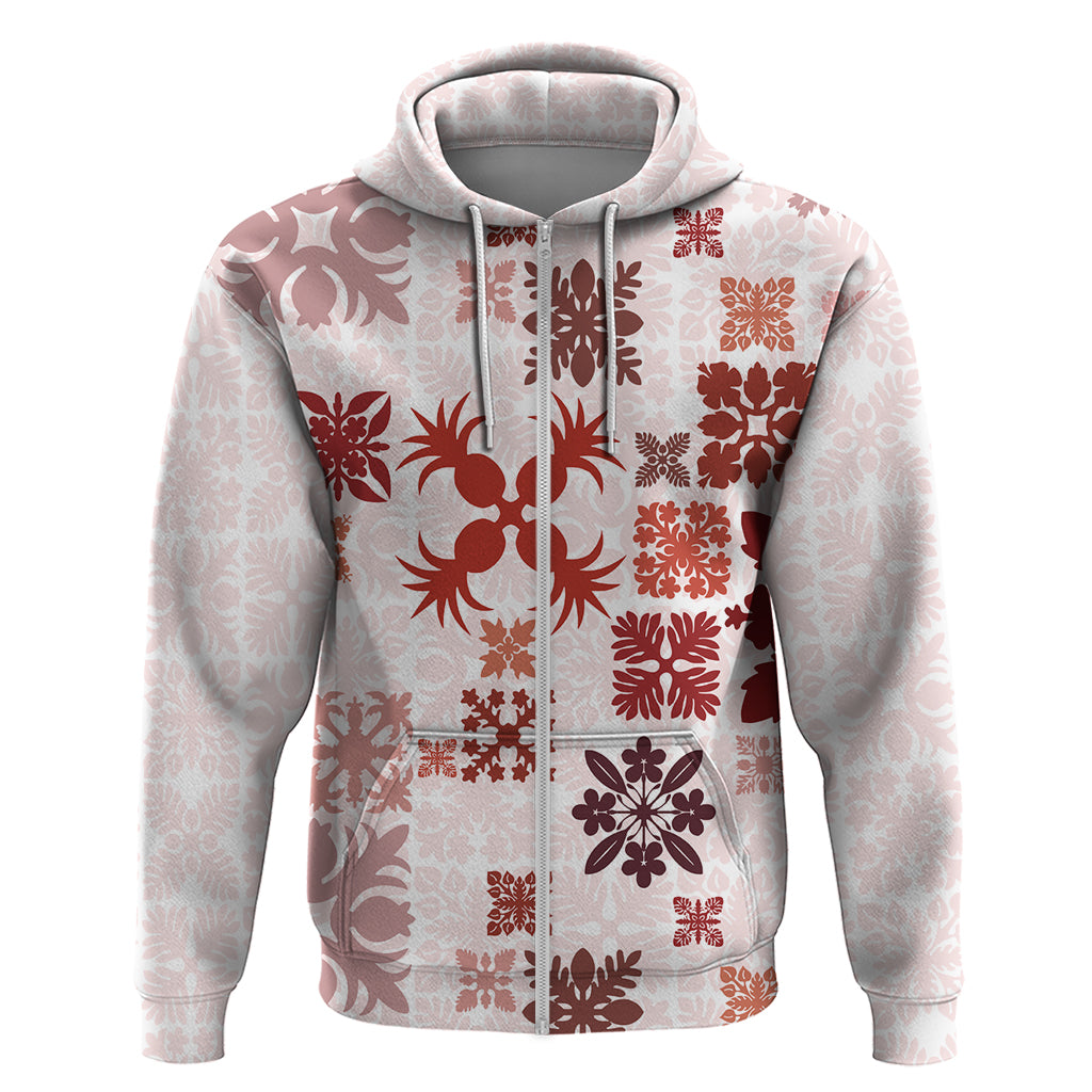 Vintage Hawaii Hoodie Hawaiian Quilt Kapa Mismatch Red - Wonder Print Shop