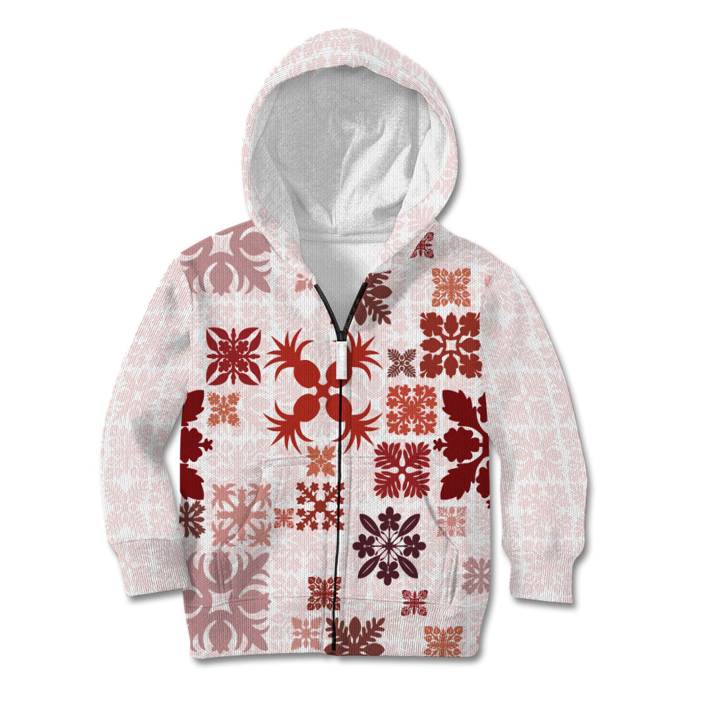 Vintage Hawaii Kid Hoodie Hawaiian Quilt Kapa Mismatch Red - Wonder Print Shop