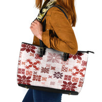 Vintage Hawaii Leather Tote Bag Hawaiian Quilt Kapa Mismatch Red - Wonder Print Shop