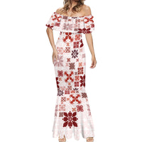 Vintage Hawaii Mermaid Dress Hawaiian Quilt Kapa Mismatch Red - Wonder Print Shop