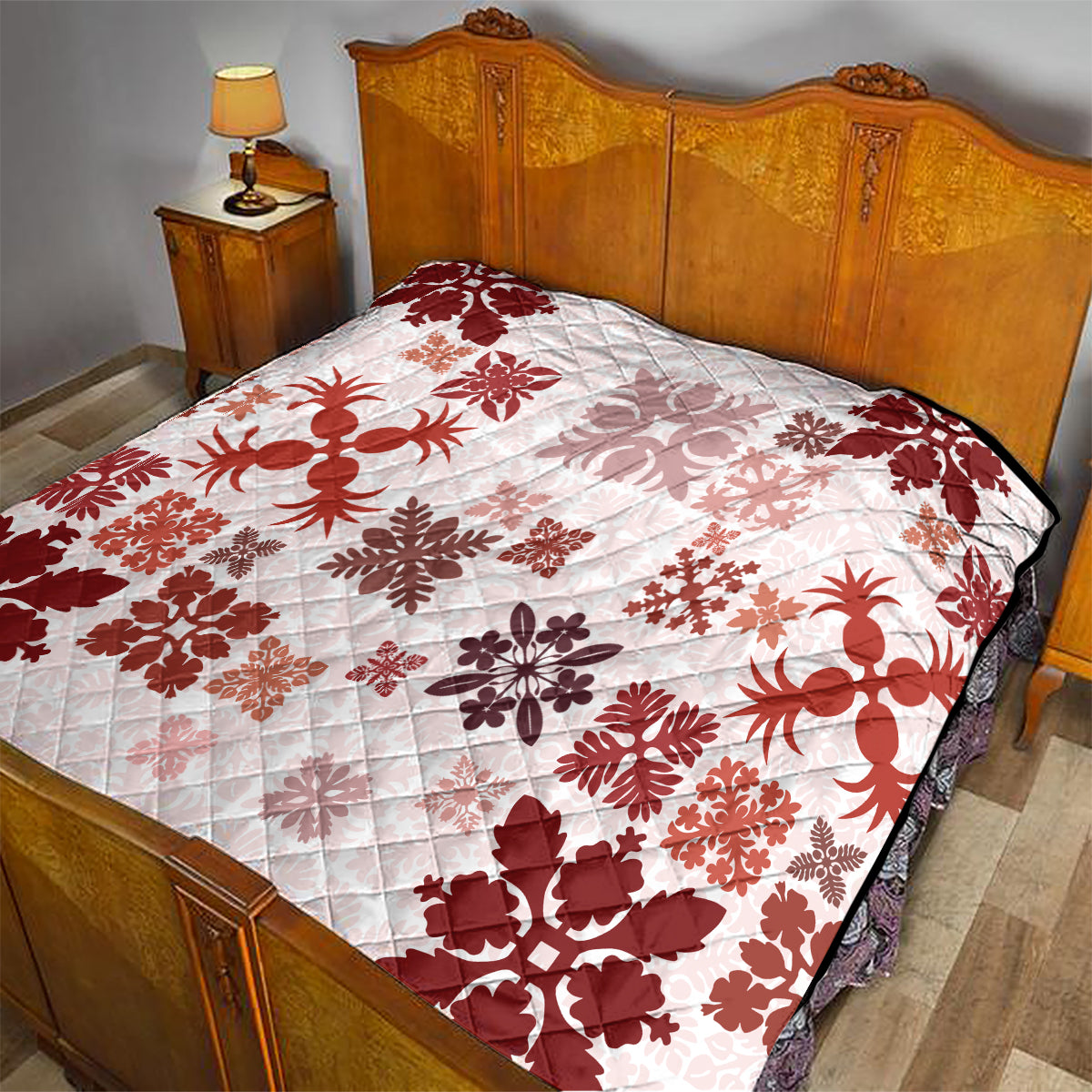 Vintage Hawaii Quilt Hawaiian Quilt Kapa Mismatch Red - Wonder Print Shop