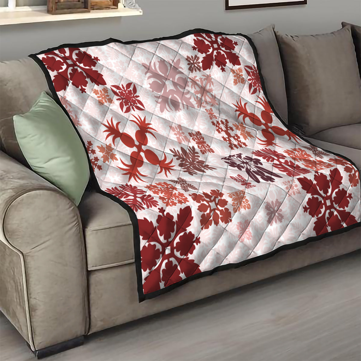 Vintage Hawaii Quilt Hawaiian Quilt Kapa Mismatch Red - Wonder Print Shop