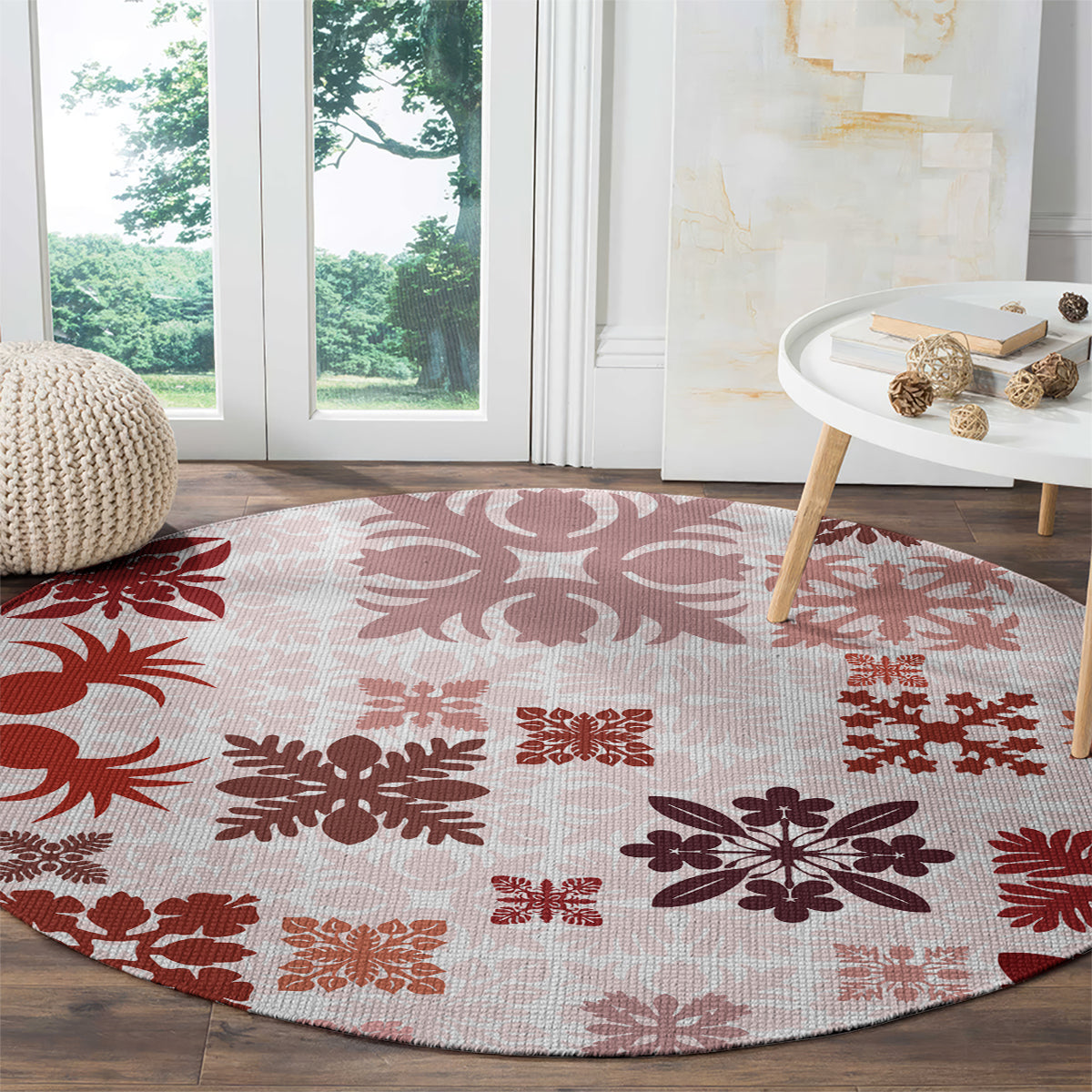 vintage-hawaii-round-carpet-hawaiian-quilt-kapa-mismatch-red