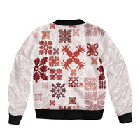 Vintage Hawaii Sleeve Zip Bomber Jacket Hawaiian Quilt Kapa Mismatch Red - Wonder Print Shop