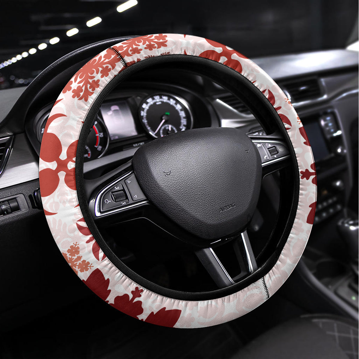 Vintage Hawaii Steering Wheel Cover Hawaiian Quilt Kapa Mismatch Red - Wonder Print Shop