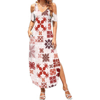 Vintage Hawaii Summer Maxi Dress Hawaiian Quilt Kapa Mismatch Red - Wonder Print Shop