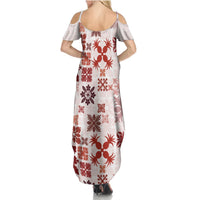 Vintage Hawaii Summer Maxi Dress Hawaiian Quilt Kapa Mismatch Red - Wonder Print Shop