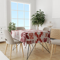 Vintage Hawaii Tablecloth Hawaiian Quilt Kapa Mismatch Red - Wonder Print Shop