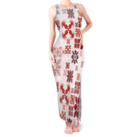 Vintage Hawaii Tank Maxi Dress Hawaiian Quilt Kapa Mismatch Red - Wonder Print Shop