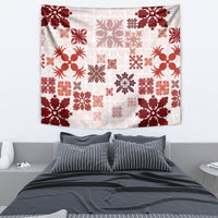 Vintage Hawaii Tapestry Hawaiian Quilt Kapa Mismatch Red - Wonder Print Shop