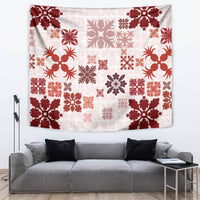 Vintage Hawaii Tapestry Hawaiian Quilt Kapa Mismatch Red - Wonder Print Shop