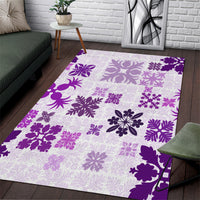 Vintage Hawaii Area Rug Hawaiian Quilt Kapa Mismatch Purple LT7 - Wonder Print Shop