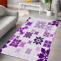 Vintage Hawaii Area Rug Hawaiian Quilt Kapa Mismatch Purple LT7 - Wonder Print Shop