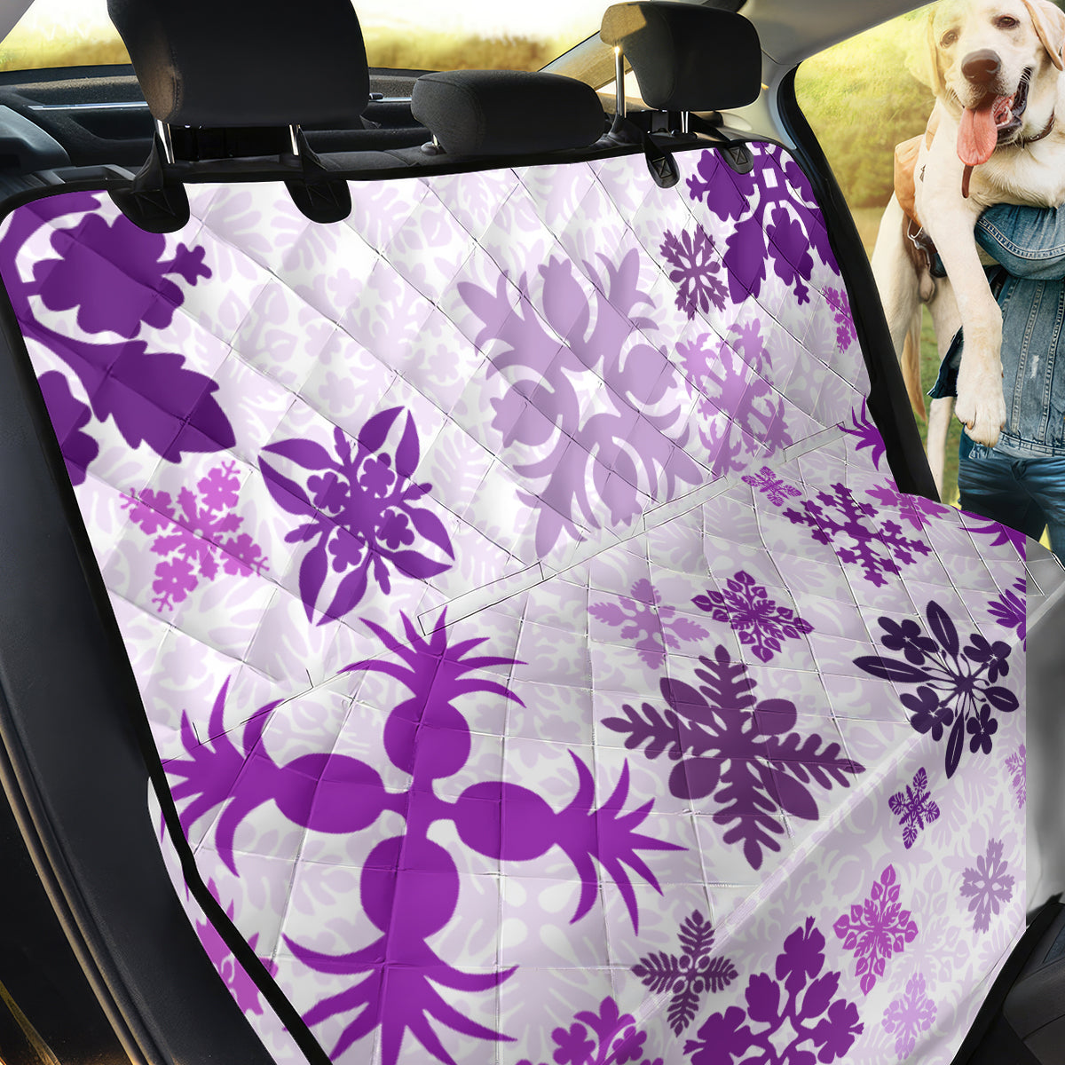 Vintage Hawaii Back Car Seat Cover Hawaiian Quilt Kapa Mismatch Purple LT7 - Wonder Print Shop