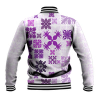 Vintage Hawaii Baseball Jacket Hawaiian Quilt Kapa Mismatch Purple LT7 - Wonder Print Shop